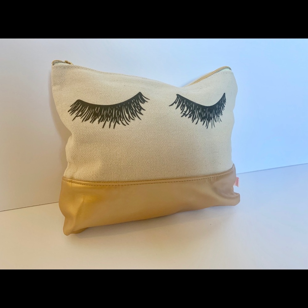 Sweet Water Decor Eye Lashes canvas Makeup Bag